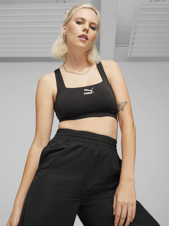 T7 Γυναικείο Αθλητικό Crop Top Αμάνικο Μαύρο