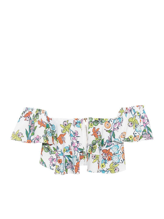 Κοντομάνικη Γυναικεία Μπλούζα Off-Shoulder Floral Πολύχρωμη