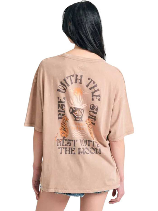 Women's Oversized T-shirt Striped Brown
