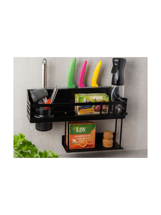 Metallic Tabletop Spice Rack Organizer Black