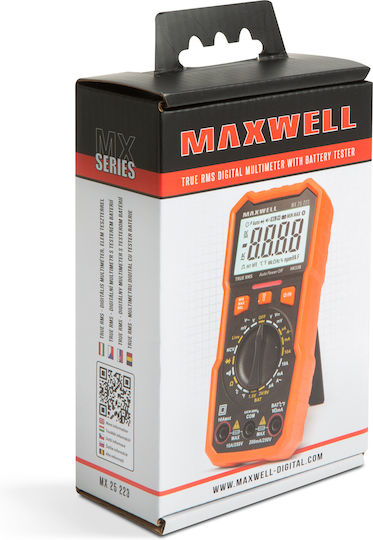 Maxwell Mx 25223 Multimetru Digital Tester de Baterii Măsurare Temperatură + Funcție Lumină de Lucru