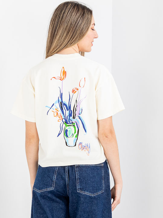 Liquid Bouquet Raegan Γυναικείο Crop T-shirt Λευκό