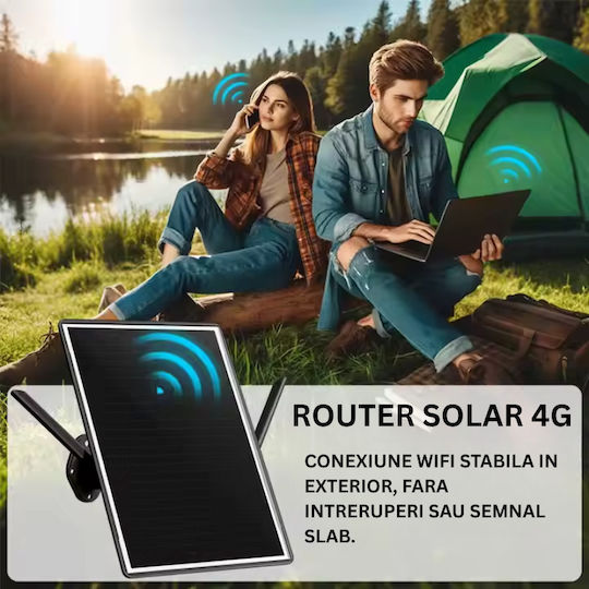 Router Portabil 4G Încărcare Solară 15W Autonomie Baterie 20000 mAh Funcționare 24/7 Ideal pentru Camere de Supraveghere Alte Dispozitive