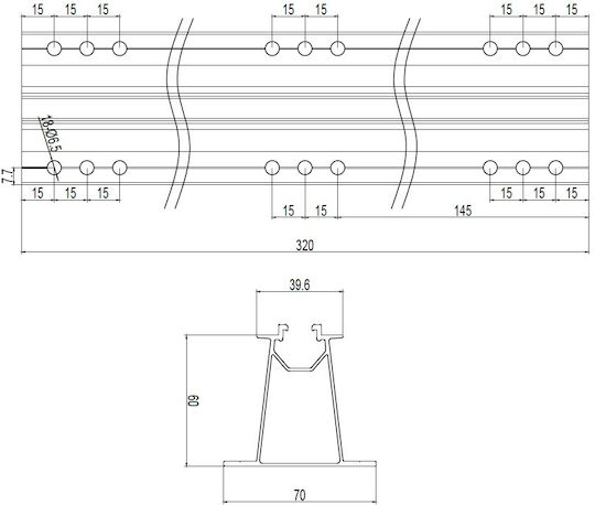 Y Mounting Rail Photovoltaic Panels 32 Cm X 6 Cm