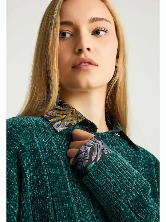 Damen Pullover Gestreift Grün