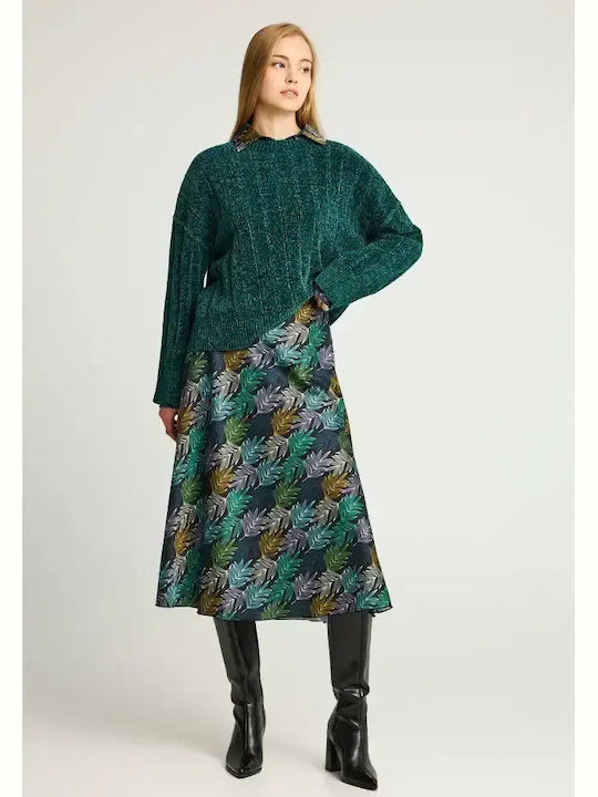 Damen Pullover Gestreift Grün