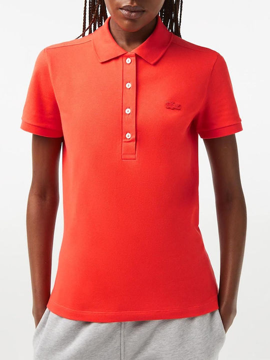 Women's Polo Blouse Short Sleeve Dark Red