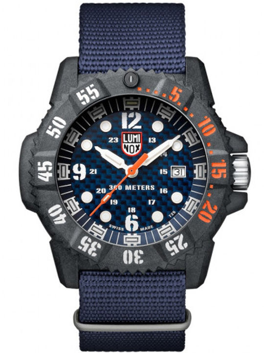 Luminox Master Carbon Seal Men's Watch 46mm Battery with Blue Fabric Strap