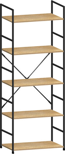 Етажерка Artemis-60144 Дъб 5 Рафтове 58,6x23,5x144см Черен Метален Рамка Етажерка Artemis-60144 Дъб 5 Рафтове 58,6x23,5x144см Черен Метален Рамка