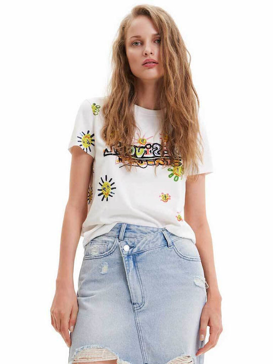 Margapepo Γυναικείο T-shirt Floral Λευκό