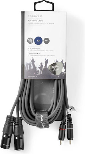 Nedis Cable XLR male - RCA male Γκρι 3m COTH15210GY30