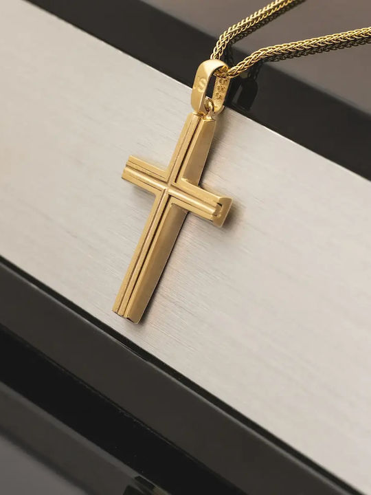 Männlicher Goldkreuz 18K mit Kette