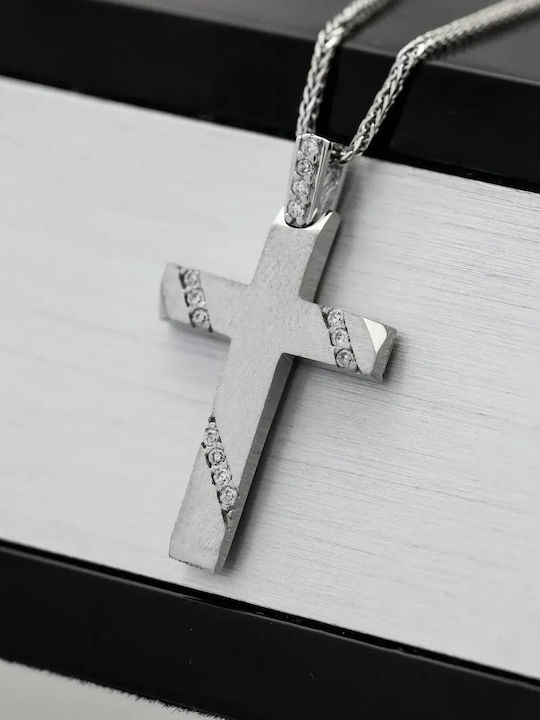 Damen Weißgold Kreuz 14K mit Kette