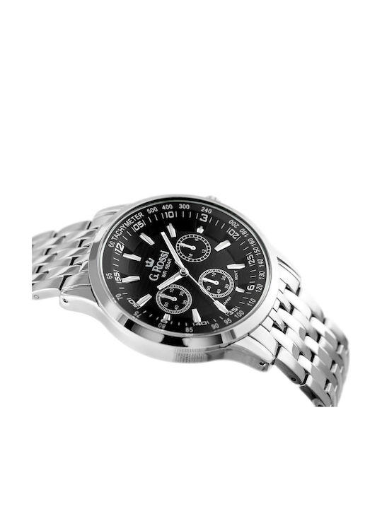 G.Rossi Мъжки Часовник 42mm На Батерия със Сребриста Метална Гривна