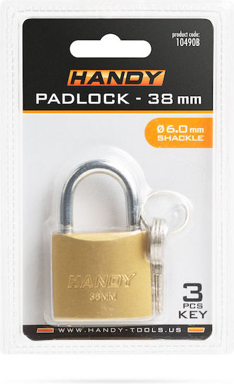 Handy Ορειχάλκινο Λουκέτο Πέταλο με Κλειδί 38mm 3τμχ