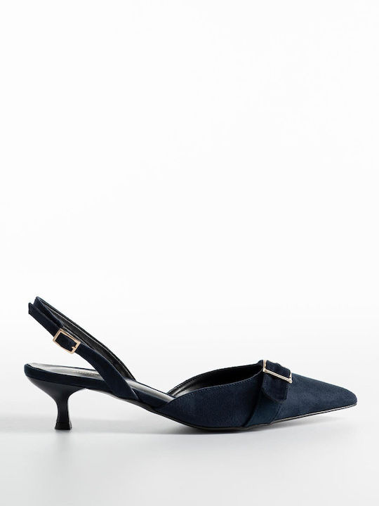 Bozikis Suede Μυτερές Γόβες με Λουράκι & Χαμηλό Τακούνι Μπλε Bozikis Suede Μυτερές Γόβες με Λουράκι & Χαμηλό Τακούνι Μπλε
