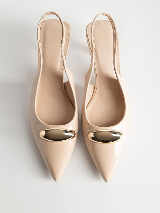 Pumps mit Dünn mittelhohem Absatz Beige