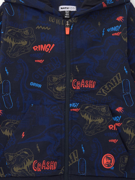 Kids Sweatshirt Cardigan With Hood And Pockets Navy