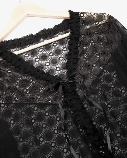 Νεγκλιζέ Σετ Babydoll Ρόμπα Μαύρο Μέγεθος One Size