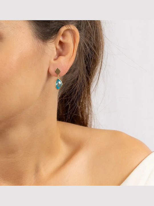 Set mit Halskette , Ohrringe & Ring aus Gold 14K mit Steinen