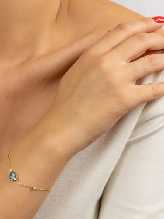 Set mit Halskette , Ohrringe & Ring aus Gold 14K mit Steinen