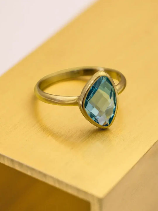 Set mit Halskette , Ohrringe & Ring aus Gold 14K mit Steinen
