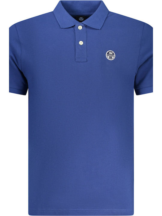 Polo Herrenbluse Kurzarm Blau