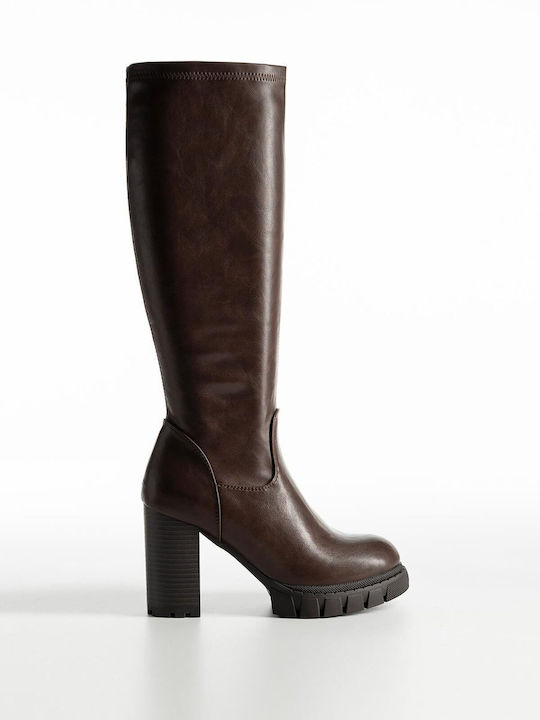 Damenstiefel mit hohem Absatz Braun