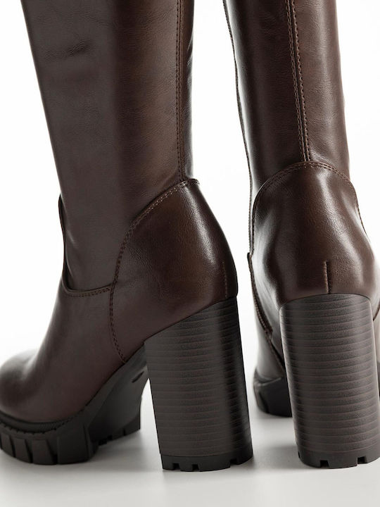 Damenstiefel mit hohem Absatz Braun