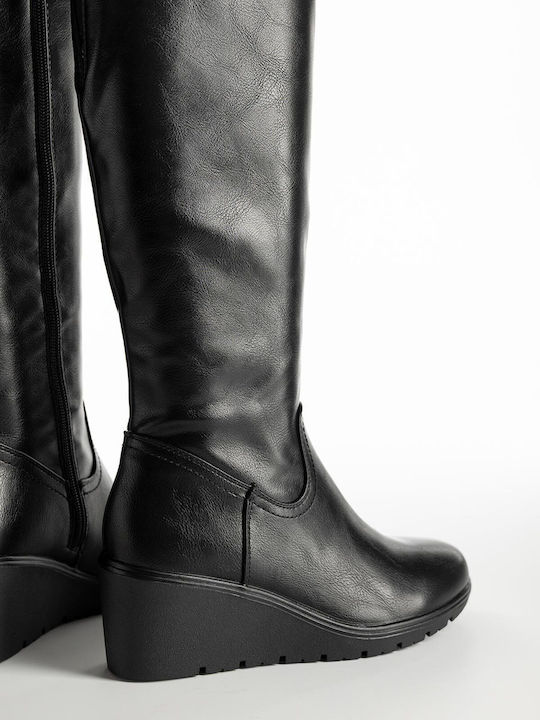 Damenstiefel mit mittlerem Absatz Schwarz
