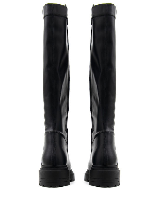 Leder Damenstiefel Schwarz