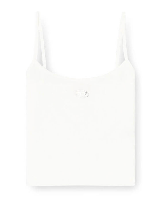 Damen Bluse Baumwolle Ärmellos White