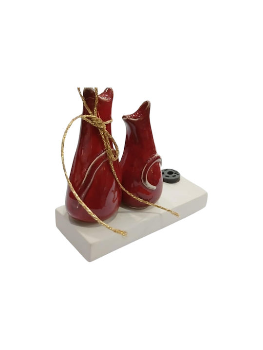 Kalliopi Silver Handgefertigt Tischplatte Glücksbringer mit Wünschen Rot Keramik 2026 9x13cm 1Stück