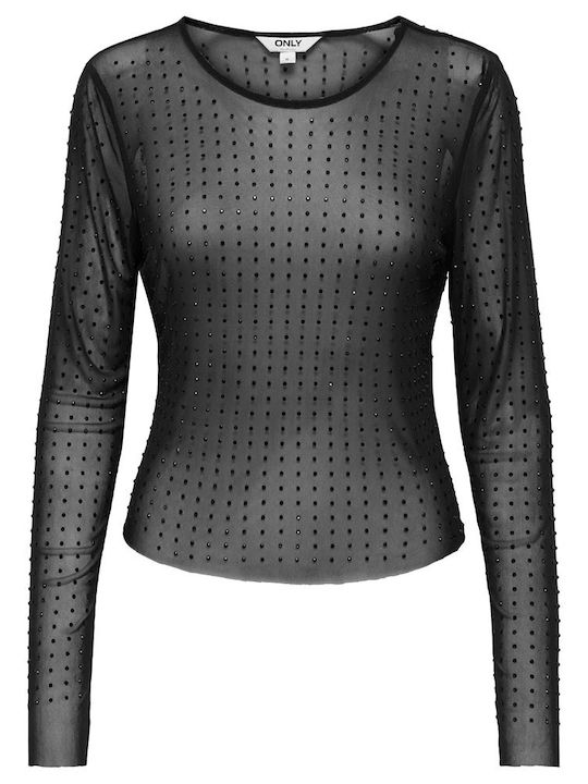 Women's Sports Blouse with Mesh Black Rainbow