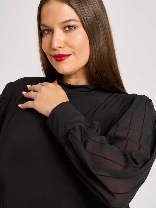 Damen Bluse Gestreift Schwarz