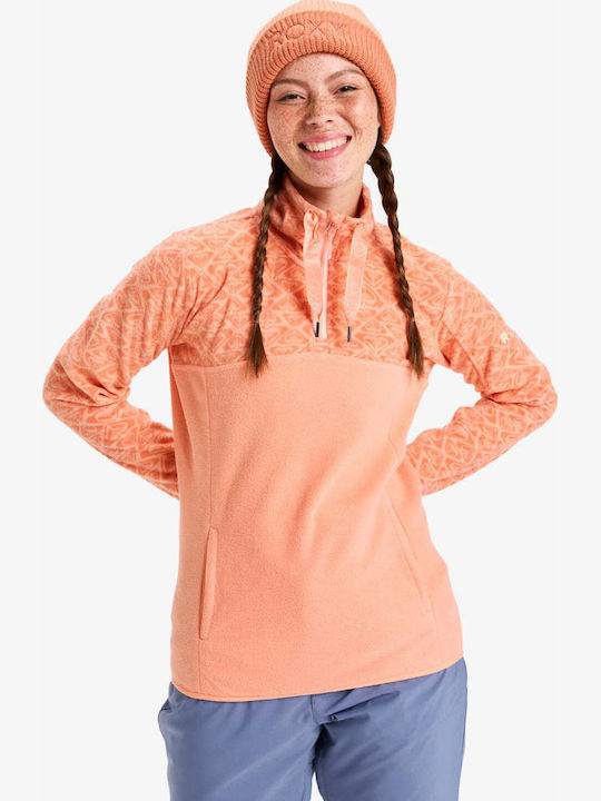 Sayna Women's Fleece Blouse Long Sleeve with Zipper Peach Pink