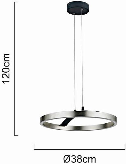 Powertech Ρυθμιζόμενο Κρεμαστό Φωτιστικό Ασημί LED με Φυσικό Λευκό Φως 38x38x120εκ.