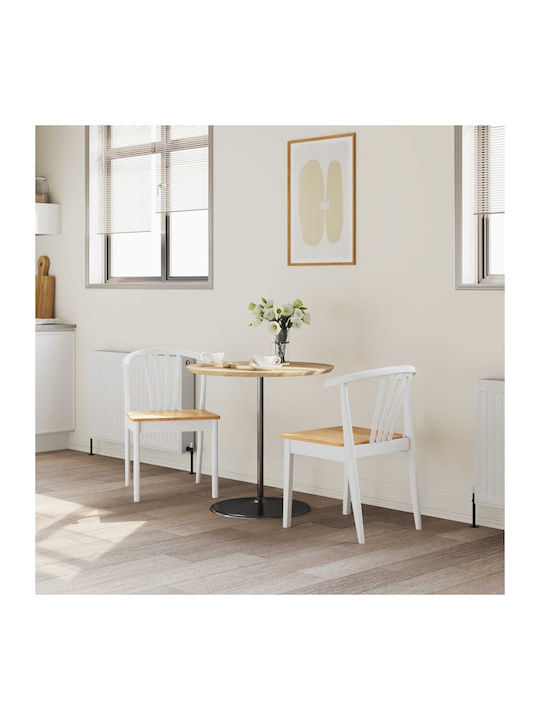 Dining Room Wooden Chair White and Natural 50.5x61x80.5cm 2pcs