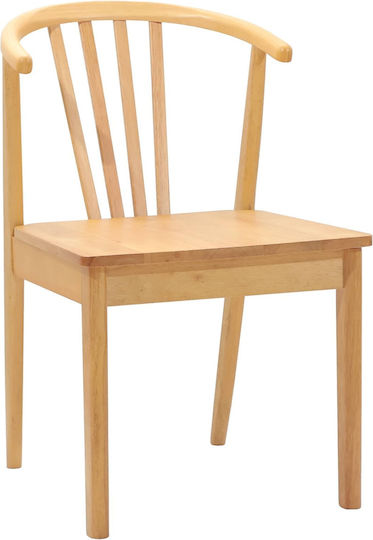 Dining Room Wooden Chair Natural Pure Rubber 50.5x61x80.5cm 2pcs