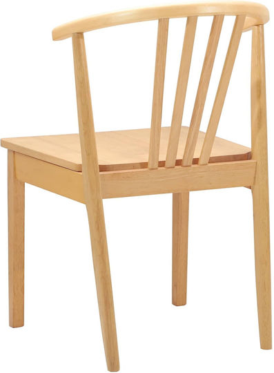 Dining Room Wooden Chair Natural Pure Rubber 50.5x61x80.5cm 2pcs