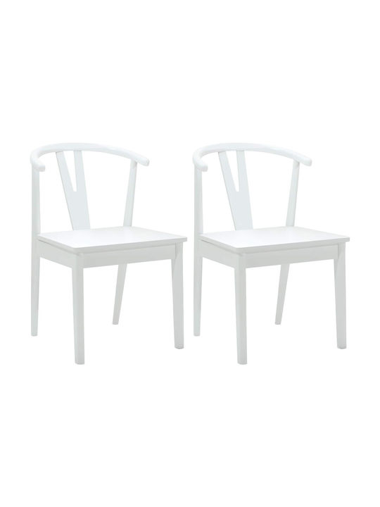Dining Room Wooden Chair White 50.5x61x80.5cm 2pcs