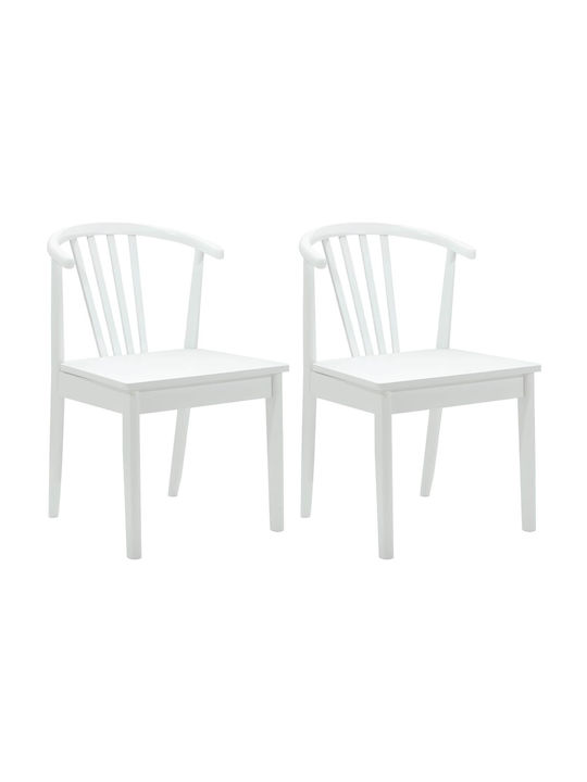 Dining Room Wooden Chair White 50.5x61x80.5cm 2pcs