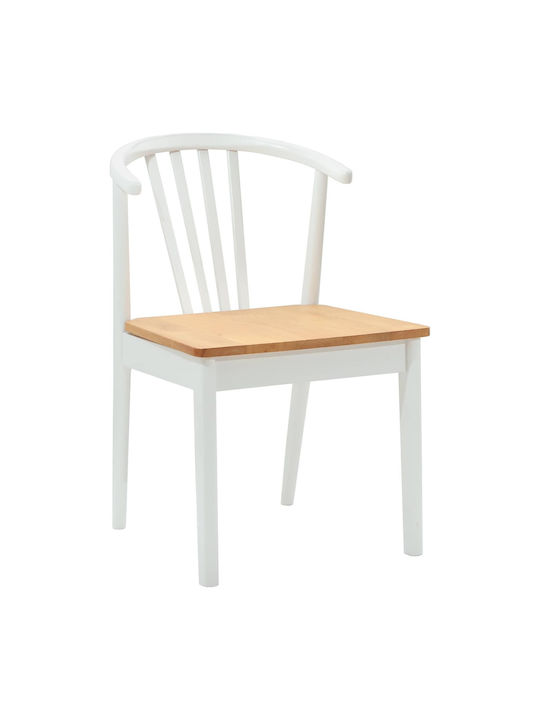 Dining Room Wooden Chair White and Natural 50.5x61x80.5cm 2pcs