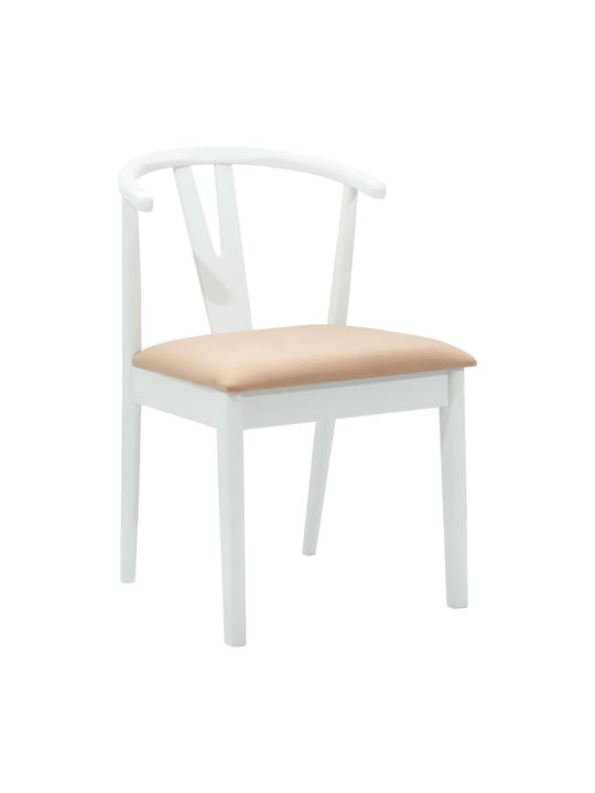 Dining Room Wooden Chair White, Brown 50.5x61x80.5cm 2pcs