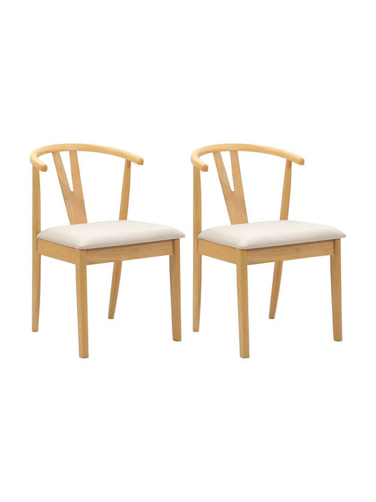 Dining Room Wooden Chair Natural And Light 50.5x61x80.5cm 2pcs