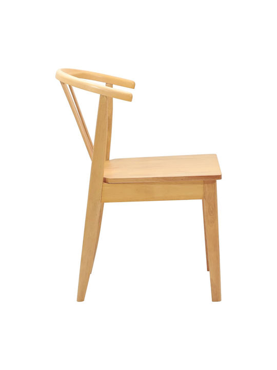 Dining Room Wooden Chair Natural Pure Rubber 50.5x61x80.5cm 2pcs