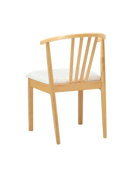 Dining Room Wooden Chair Natural and White 50.5x61x80.5cm 2pcs