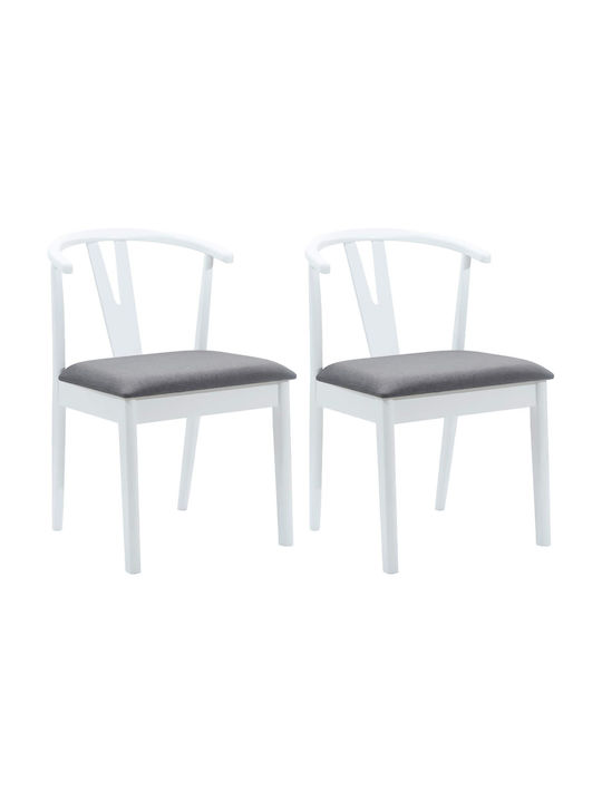 Dining Room Wooden Chair White and Grey 50.5x61x80.5cm 2pcs