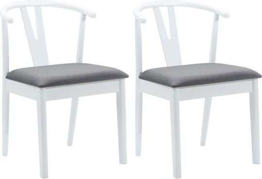 Dining Room Wooden Chair White and Grey 50.5x61x80.5cm 2pcs