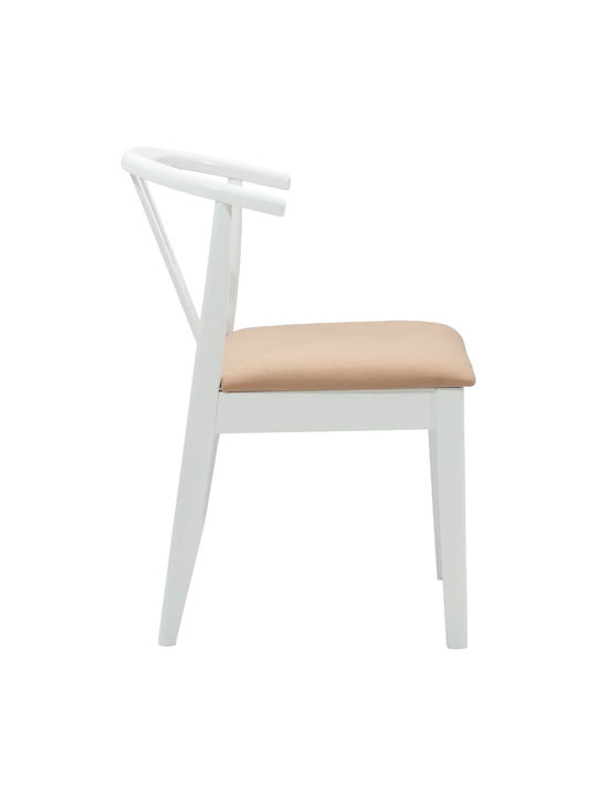 Dining Room Wooden Chair White, Brown 50.5x61x80.5cm 2pcs